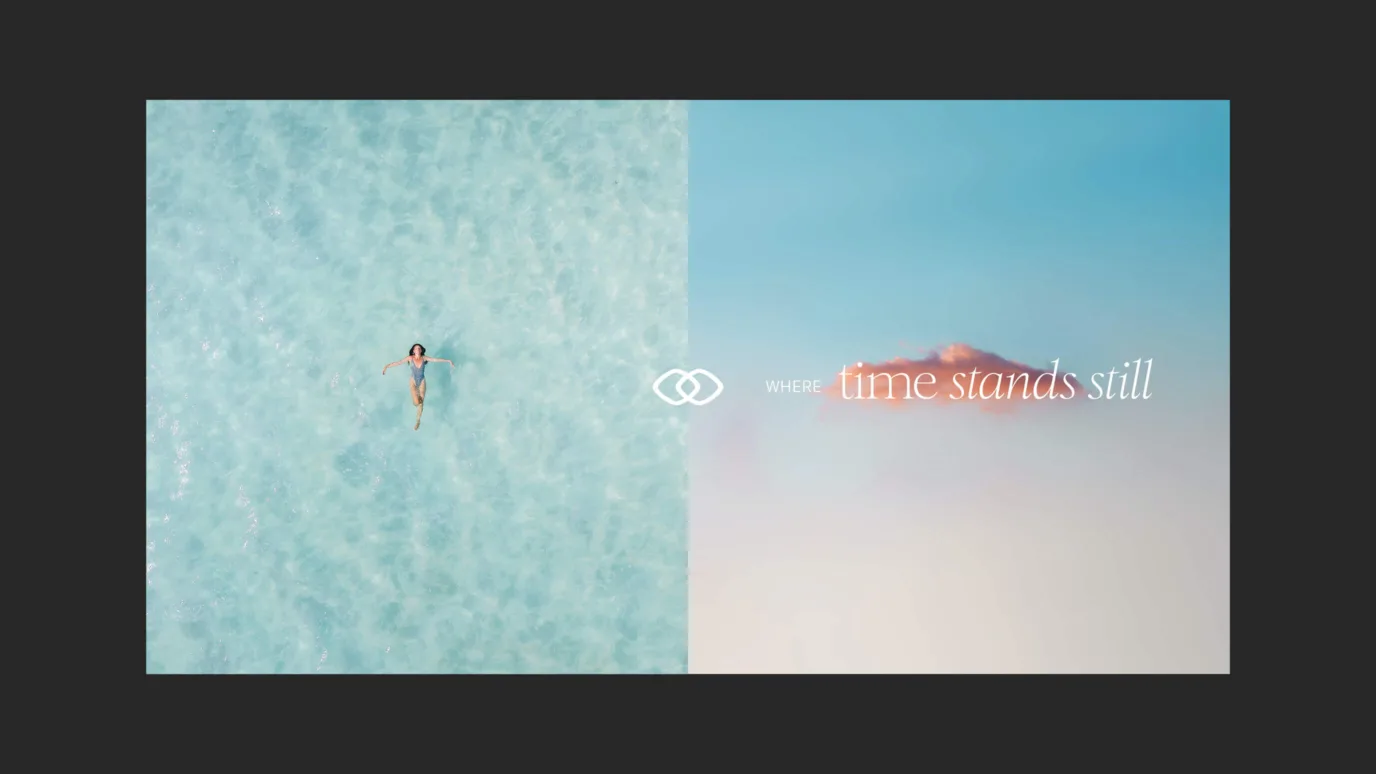 고리 모양 심볼과 where time stands still 이라는 문구